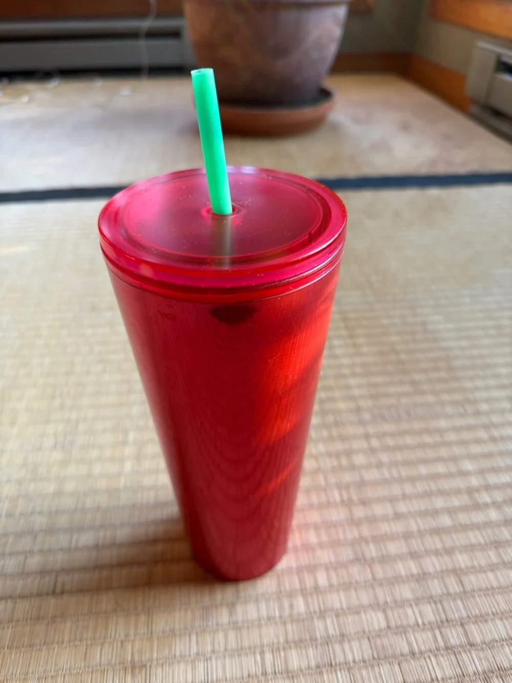 Red Metallic Starbucks 24 oz. Canister